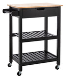 O'Neill 1 Drawer 2 Shelf Kitchen Cart Black / Natural  Wood KCH8700A