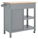 Locklyn 1 Door 2 Drawer 2 Shelf Kitchen Cart Grey / Natural  Wood KCH8703A