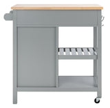 Locklyn 1 Door 2 Drawer 2 Shelf Kitchen Cart Grey / Natural  Wood KCH8703A