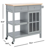 Locklyn 1 Door 2 Drawer 2 Shelf Kitchen Cart Grey / Natural  Wood KCH8703A