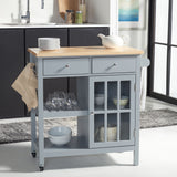 Locklyn 1 Door 2 Drawer 2 Shelf Kitchen Cart Grey / Natural  Wood KCH8703A