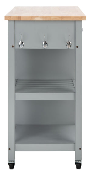 Locklyn 1 Door 2 Drawer 2 Shelf Kitchen Cart Grey / Natural  Wood KCH8703A