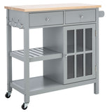 Locklyn 1 Door 2 Drawer 2 Shelf Kitchen Cart Grey / Natural  Wood KCH8703A