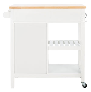 Locklyn 1 Door 2 Drawer 2 Shelf Kitchen Cart White / Natural  Wood KCH8703B