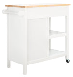 Locklyn 1 Door 2 Drawer 2 Shelf Kitchen Cart White / Natural  Wood KCH8703B