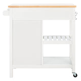 Locklyn 1 Door 2 Drawer 2 Shelf Kitchen Cart White / Natural  Wood KCH8703B