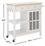 Locklyn 1 Door 2 Drawer 2 Shelf Kitchen Cart White / Natural  Wood KCH8703B