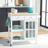 Locklyn 1 Door 2 Drawer 2 Shelf Kitchen Cart White / Natural  Wood KCH8703B