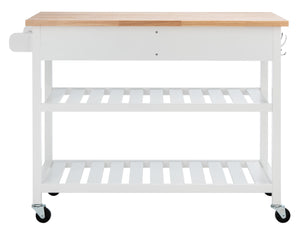Kiko 2 Drawer 2 Shelf Kitchen Cart White / Natural  Wood KCH8704A