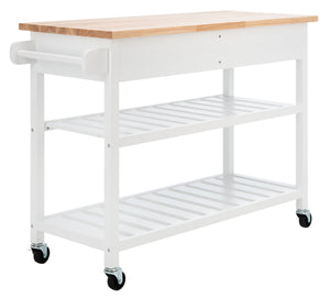 Kiko 2 Drawer 2 Shelf Kitchen Cart White / Natural  Wood KCH8704A