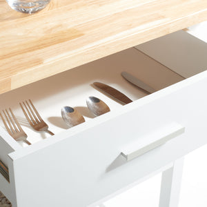 Kiko 2 Drawer 2 Shelf Kitchen Cart White / Natural  Wood KCH8704A