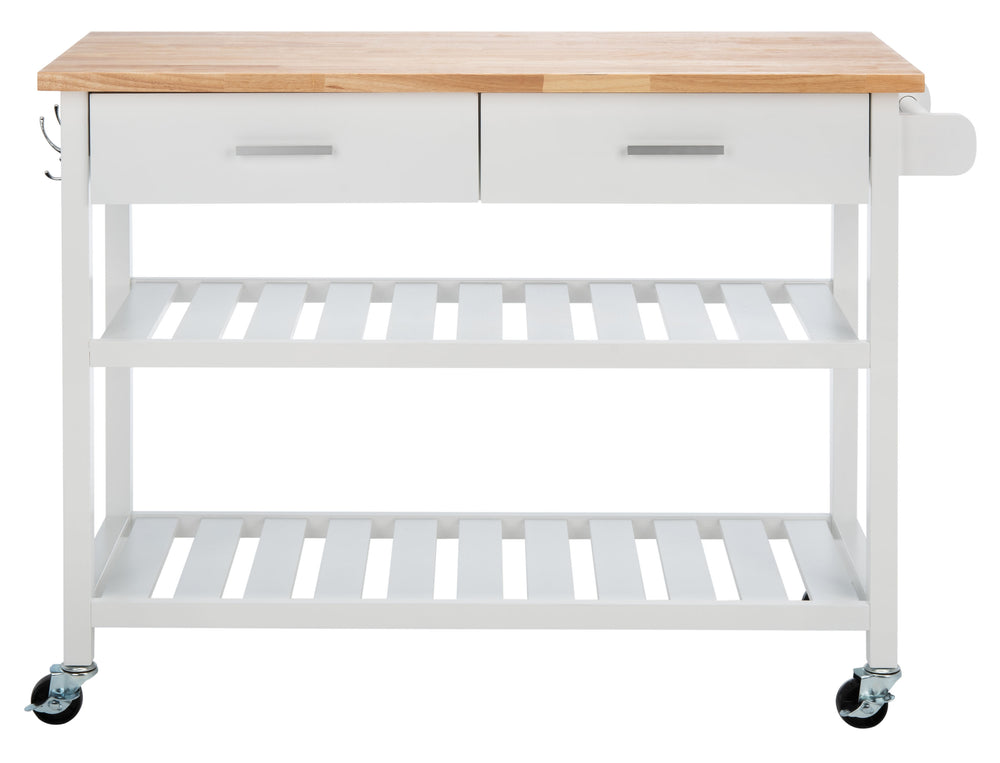 Kiko 2 Drawer 2 Shelf Kitchen Cart White / Natural  Wood KCH8704A