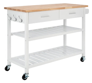 Kiko 2 Drawer 2 Shelf Kitchen Cart White / Natural  Wood KCH8704A