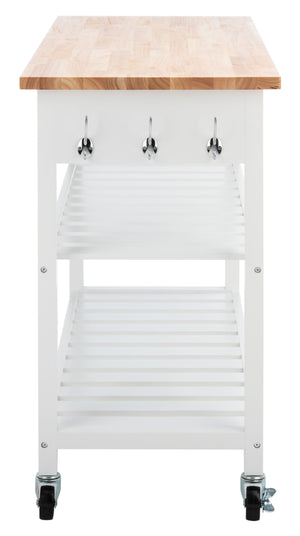 Kiko 2 Drawer 2 Shelf Kitchen Cart White / Natural  Wood KCH8704A