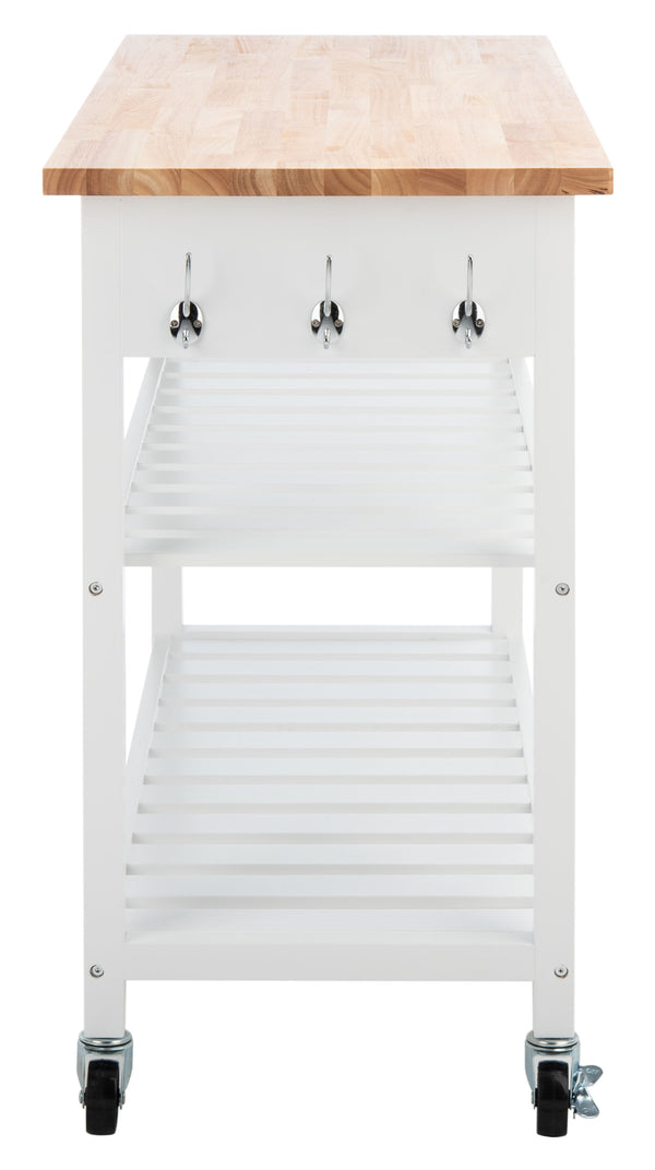 Kiko 2 Drawer 2 Shelf Kitchen Cart White / Natural  Wood KCH8704A