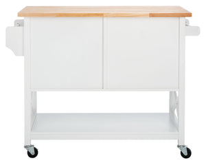 Kesler 2 Door 1 Shelf Kitchen Cart White / Natural  Wood KCH8705A