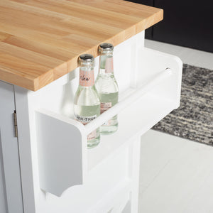 Kesler 2 Door 1 Shelf Kitchen Cart White / Natural  Wood KCH8705A