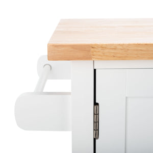 Kesler 2 Door 1 Shelf Kitchen Cart White / Natural  Wood KCH8705A