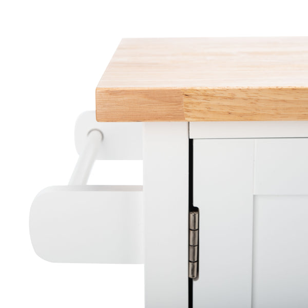 Kesler 2 Door 1 Shelf Kitchen Cart White / Natural  Wood KCH8705A