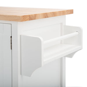 Kesler 2 Door 1 Shelf Kitchen Cart White / Natural  Wood KCH8705A