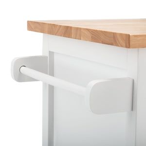 Kesler 2 Door 1 Shelf Kitchen Cart White / Natural  Wood KCH8705A