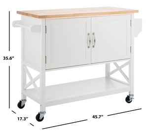 Kesler 2 Door 1 Shelf Kitchen Cart White / Natural  Wood KCH8705A