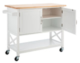 Kesler 2 Door 1 Shelf Kitchen Cart White / Natural  Wood KCH8705A