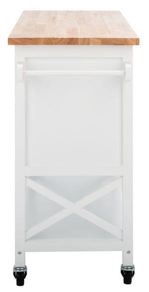 Kesler 2 Door 1 Shelf Kitchen Cart White / Natural  Wood KCH8705A