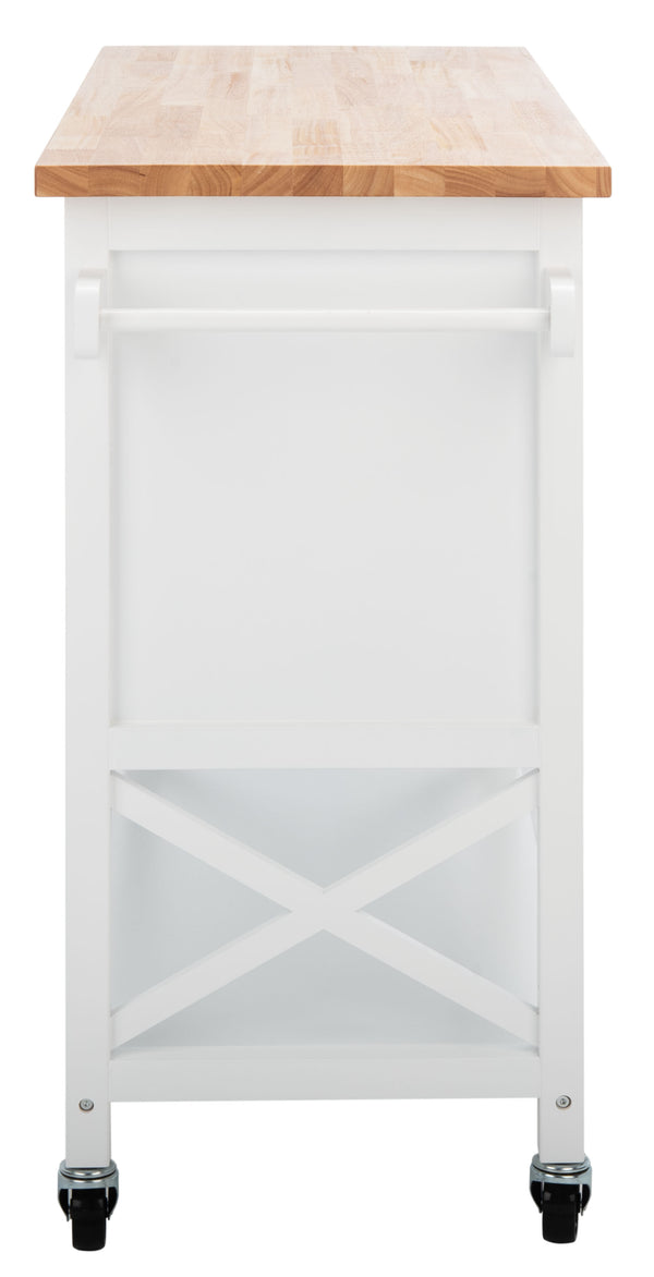 Kesler 2 Door 1 Shelf Kitchen Cart White / Natural  Wood KCH8705A