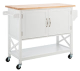 Kesler 2 Door 1 Shelf Kitchen Cart White / Natural  Wood KCH8705A