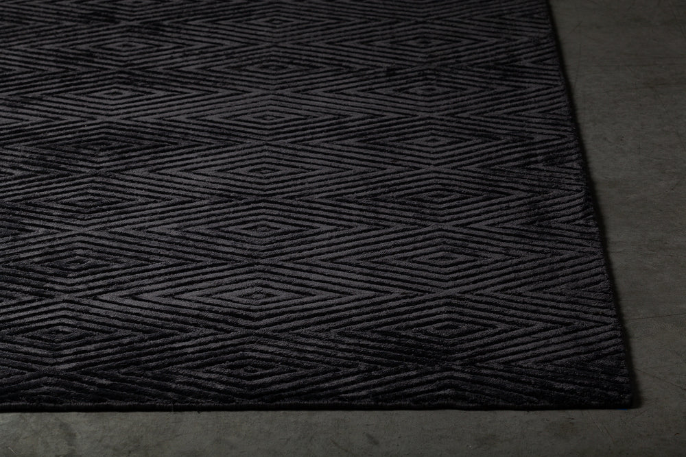 Chandra Rugs Keira 100% Viscose Hand-Woven Contemporary Rug Black 9' x 13'