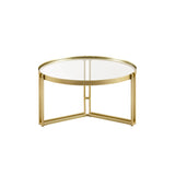 Walker Edison Kendall Glam/Modern Glam Round Glass and Metal Tri-Leg Coffee Table KENL1KGGD