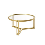 Walker Edison Kendall Glam/Modern Glam Round Glass and Metal Tri-Leg Coffee Table KENL1KGGD