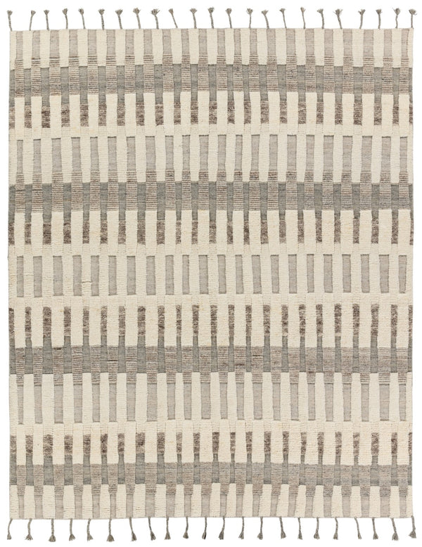 Jaipur Living Keoka Izza KEO06 Hand Knotted 100% Wool Stripes Area Rug Cream 100% Wool RUG155908