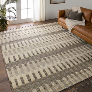 Jaipur Living Keoka Izza KEO06 Hand Knotted 100% Wool Stripes Area Rug Cream 100% Wool RUG155908