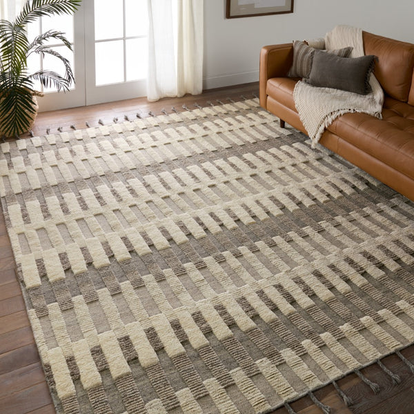 Jaipur Living Keoka Izza KEO06 Hand Knotted 100% Wool Stripes Area Rug Cream 100% Wool RUG155908