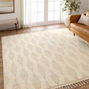 Jaipur Living Keoka Ela KEO07 Hand Knotted 100% Wool Trellis Area Rug Cream 100% Wool RUG155912