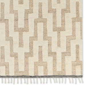 Jaipur Living Keoka Emre KEO08 Hand Knotted 100% Wool Chevron Area Rug Cream 100% Wool RUG155916