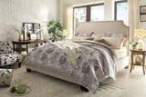 Kingston Eastern King Bed with Nail Head Accent by Diamond Sofa - Desert Sand Linen