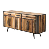 Nordic Buffet 5 Doors 3 Drawers in Natural Boat Wood with Recycled Boat Wood & Iron