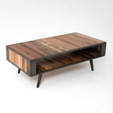 Nordic Smooth Boat Wood & Iron Coffee Table Open Shelf