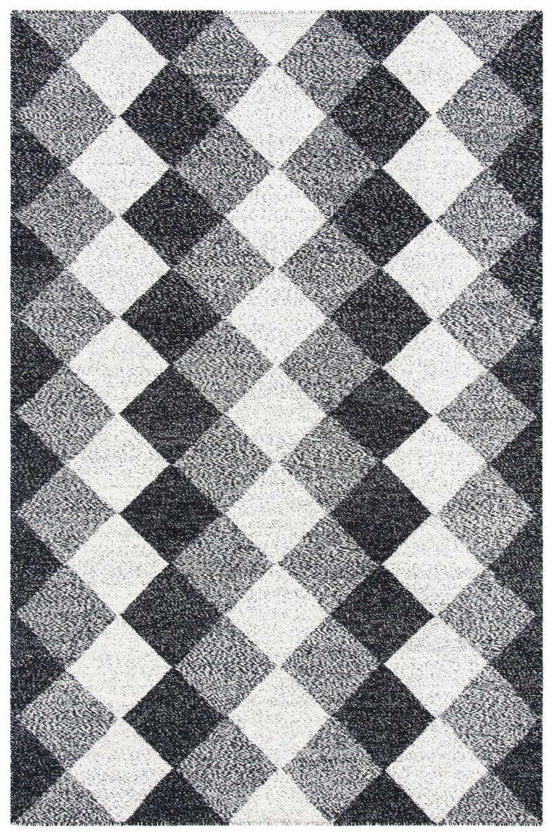 Kilim 152  Flat Weave 80% Wool 20% Cotton Rug Black / Ivory