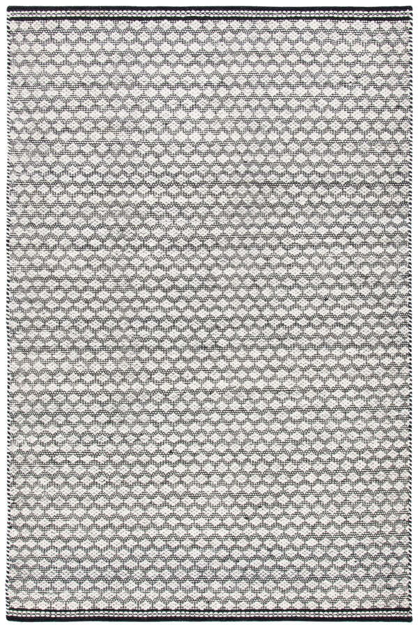 Kilim 376 Flat Weave 80% Wool, 20% Cotton Rug Black / Ivory 80% Wool, 20% Cotton KLM376Z-5