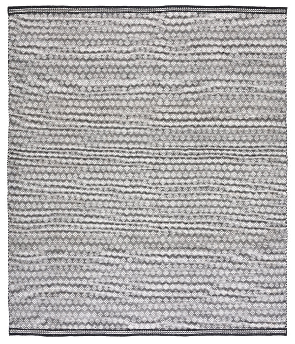 Kilim 376 Flat Weave 80% Wool, 20% Cotton Rug Black / Ivory 80% Wool, 20% Cotton KLM376Z-8