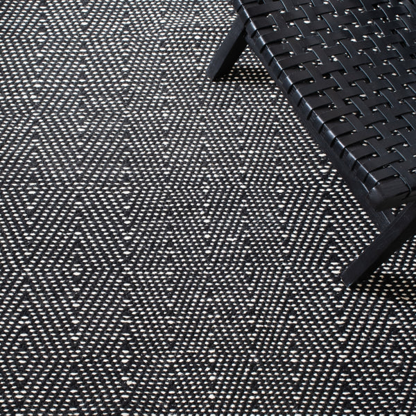 Kilim 380 Flat Weave 80% Wool, 20% Cotton Rug Black / Ivory 80% Wool, 20% Cotton KLM380Z-5