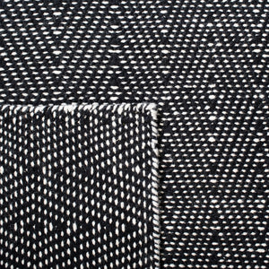 Kilim 380 Flat Weave 80% Wool, 20% Cotton Rug Black / Ivory 80% Wool, 20% Cotton KLM380Z-5