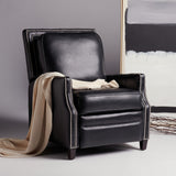 Buddy Leather Recliner - Stylish & Comfortable Upholstered Chair with Birch Wood Legs & Brass Accents