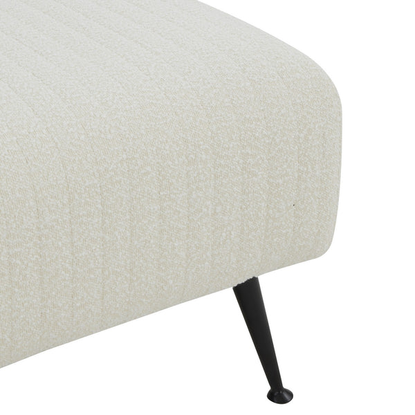 Salome Upholstered Bench - Luxurious Vintage Style in Textured Ivory Boucle with Brass Capped Legs