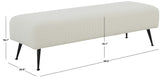 Salome Upholstered Bench - Luxurious Vintage Style in Textured Ivory Boucle with Brass Capped Legs