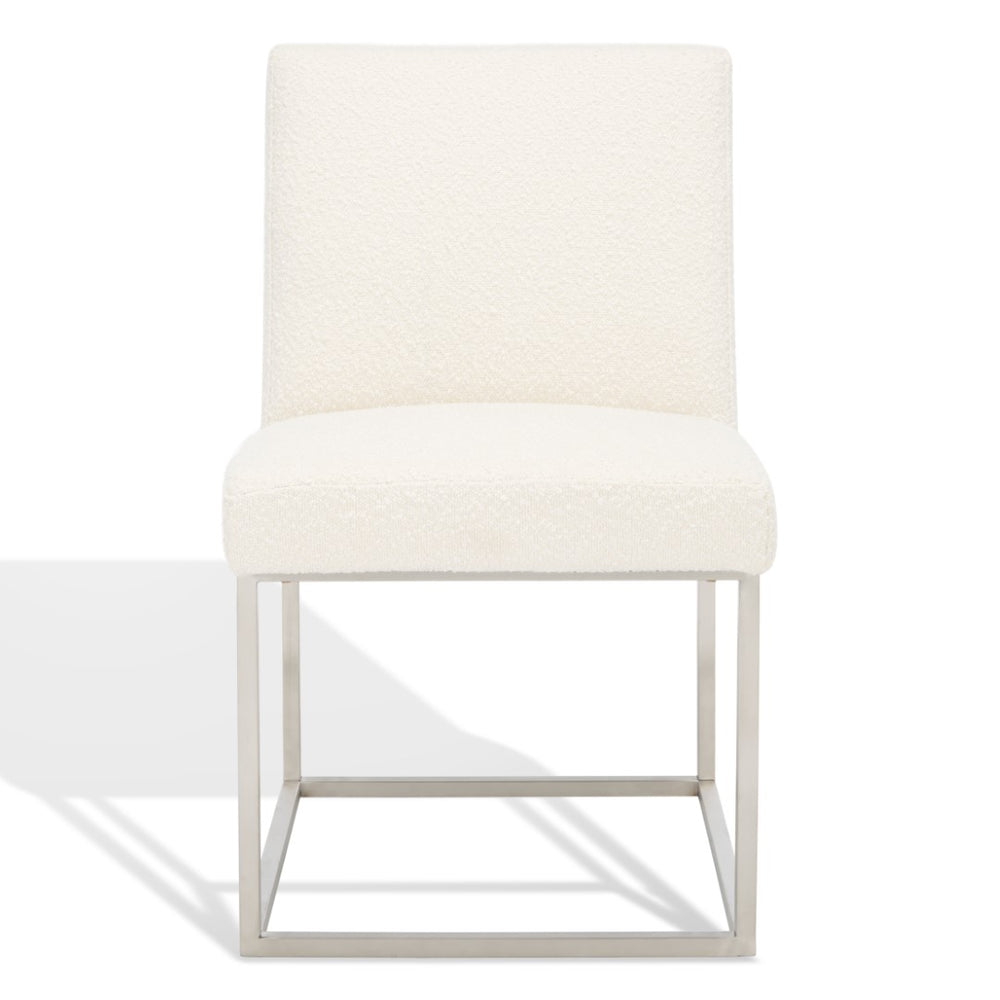 Safavieh Jenette Boucle Dining Chair Ivory / Silver KNT7042D